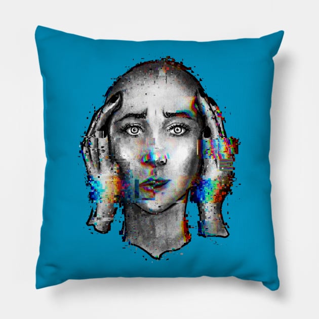 Glitch in the Simulation Pillow by sparkling-in-silence