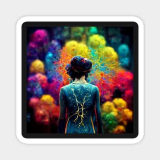 Woman with a colorful background - best selling Magnet