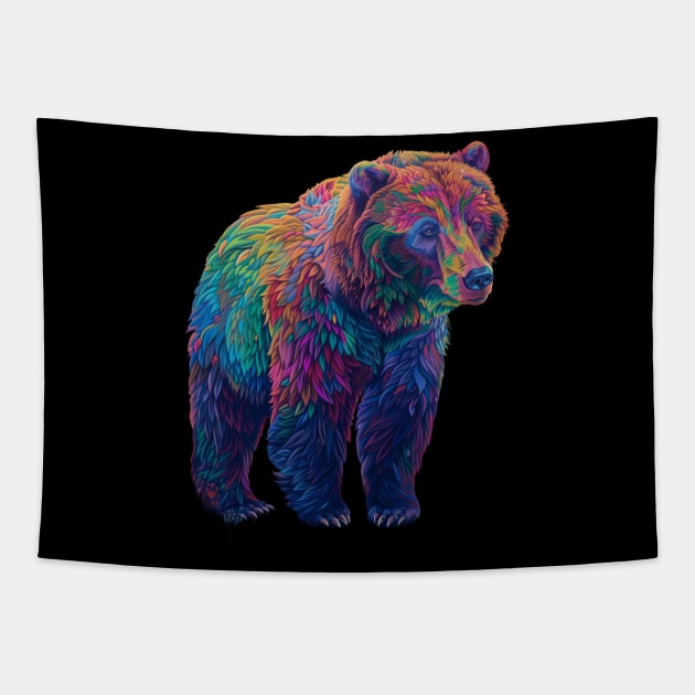 Grizzly Bear Safety Tapestry by skeleton sitting chained
