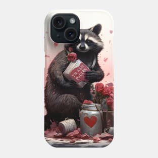 Raccoon with Valentines day trash poetry Phone Case