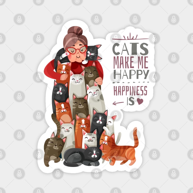 Cat Makes Me Happy Magnet by Mako Design 