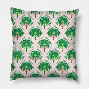 Fan Palm Leaves on Pink Pillow