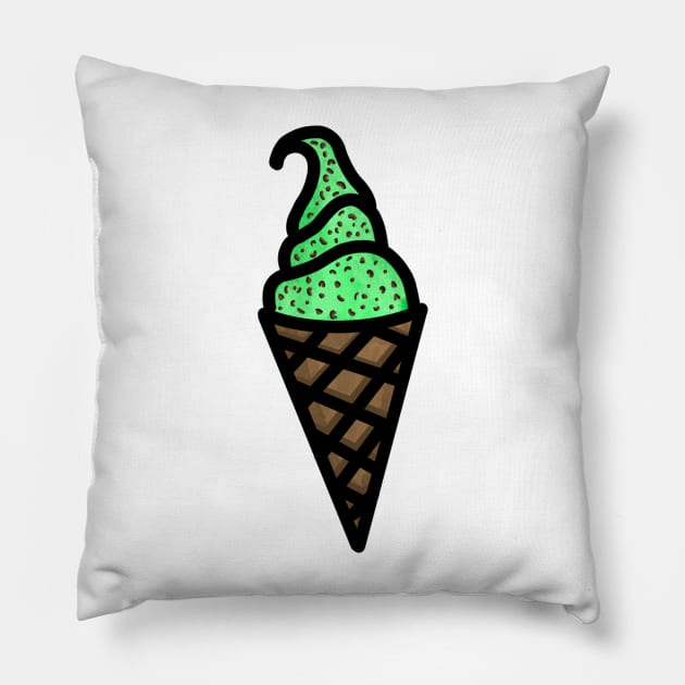 Mint Chocolate Chip Ice Cream Pillow by CalliesArt