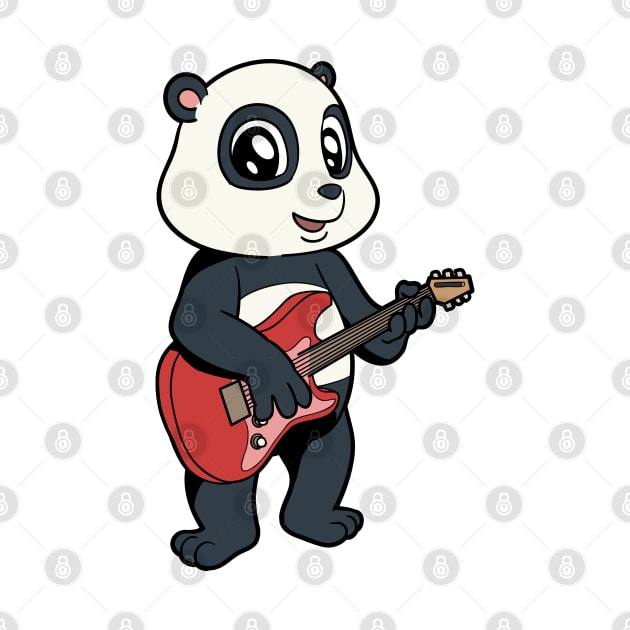 Cartoon panda bear playing electric guitar by Modern Medieval Design