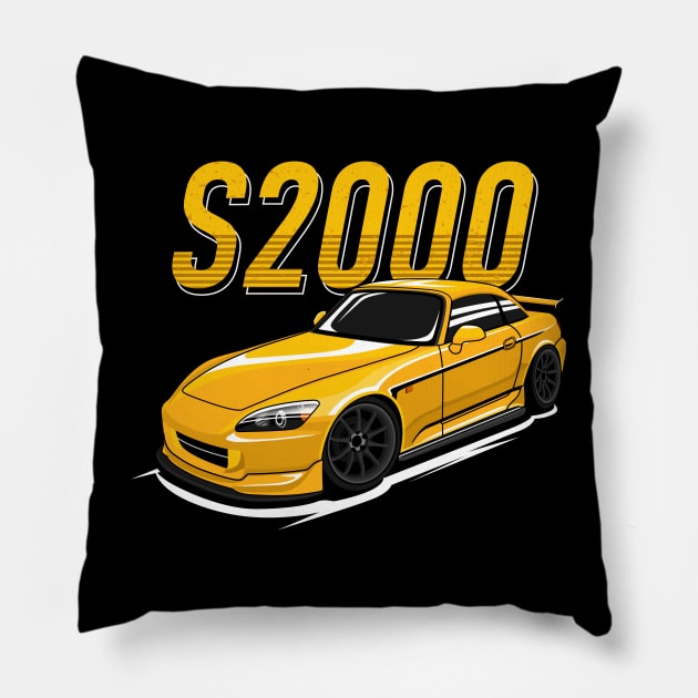 s2000 jdm shine Yellow Pillow by masjestudio