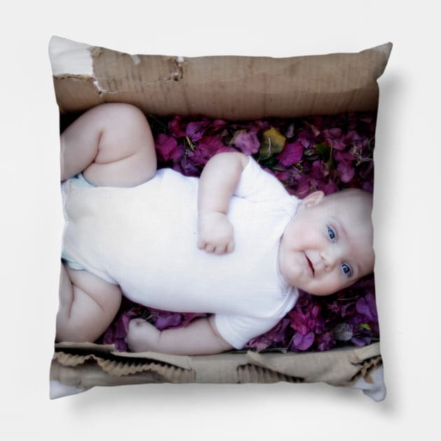 Babe in a box / Smiley Reilly Pillow by micklyn