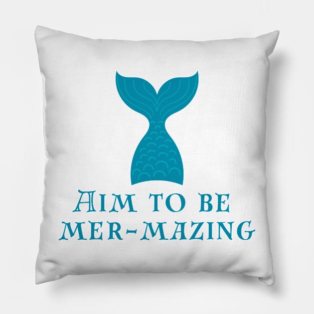 Mermaid club quote cute ocean graphic Pillow by CameltStudio