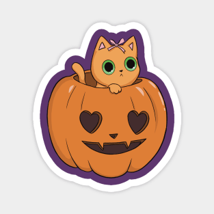 orange pumpkin cat heart halloween coquette dollette Magnet