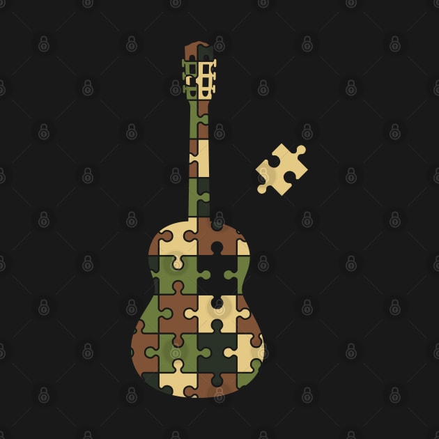 Camouflage Puzzle Classical Guitar Silhouette by nightsworthy