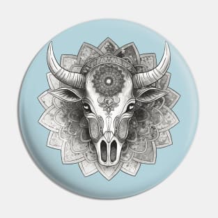 Cow skull mandala Pin