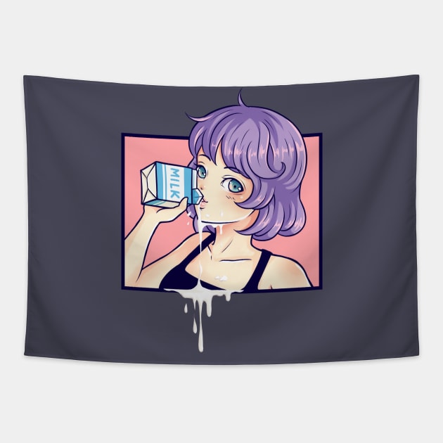 Drinking Fresh Milk Tapestry by KucingKecil