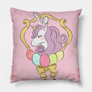 Happy easter purple hair unicorn Pillow