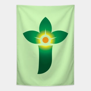 Letter J Green Leaf Crown Tapestry