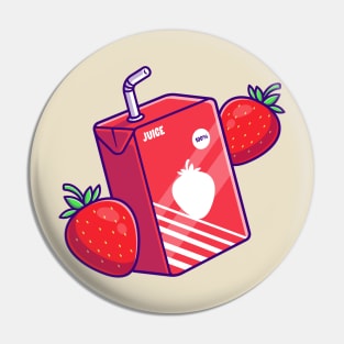 Strawberry Juice Box Cartoon Pin