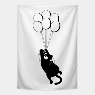 Black cat floating Tapestry