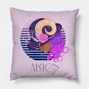 Aries Zodiac Sign | Circle Beautiful Girl Pillow