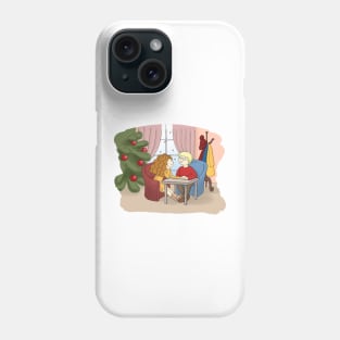 New Year Happy Couple in love in a cafe Phone Case