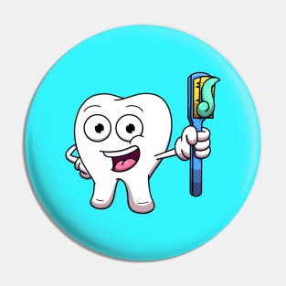 Tooth With Toothbrush Pin