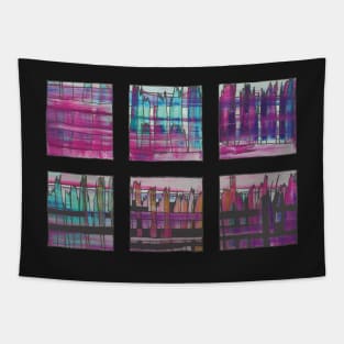 Liminal Space in Pink, Light Blue and Purple through 6 windows Tapestry