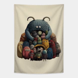 Monster Mom with Baby Monsters Family Portrait Tapestry