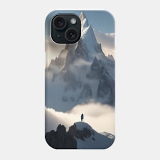 A breathtaking mountain-hiker standing at the summit. Phone Case