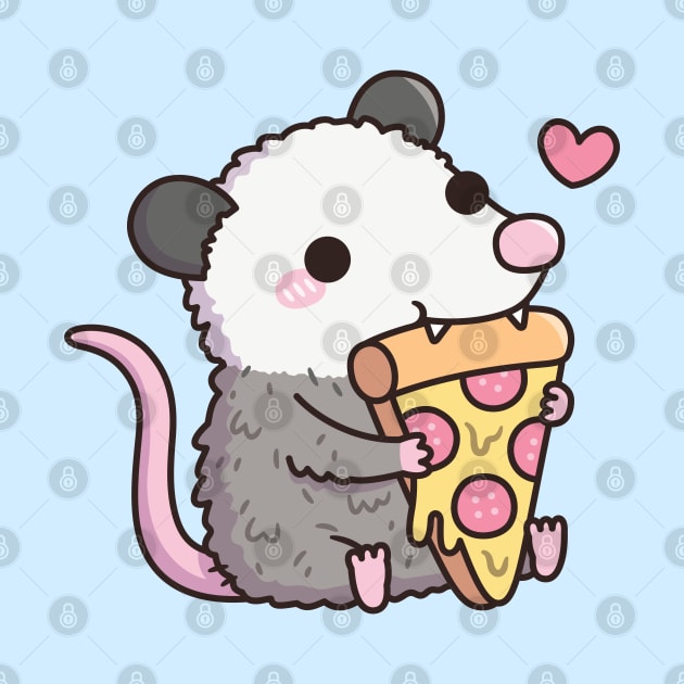 Cute Opossum Eating Pepperoni Pizza by rustydoodle