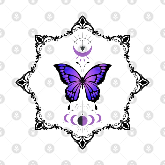 Purple Butterfly with the moon by Kahytal