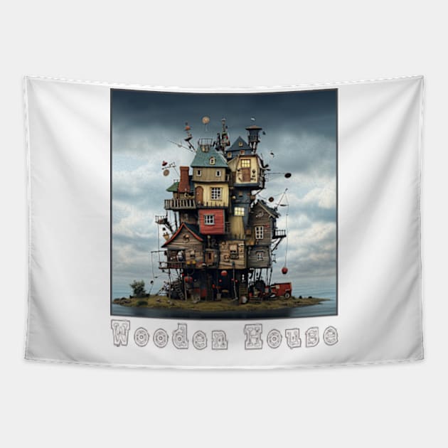 Wooden House Tapestry by cindo.cindoan