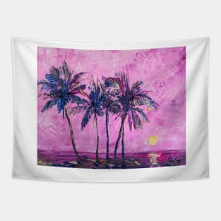 Palms Under Purple Sky Tapestry