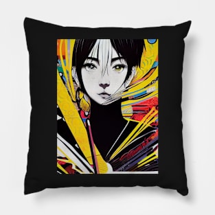 girl portrait manga drawing Pillow