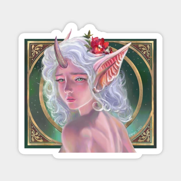 Beautiful Fantasy Demonic Whimsical Fairy Girl Magnet by WE4R