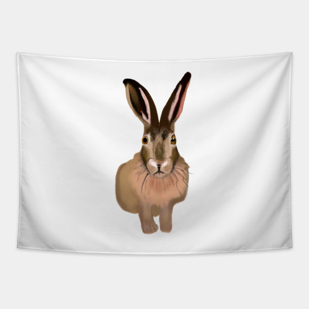 Cute Hare Drawing Tapestry by Play Zoo