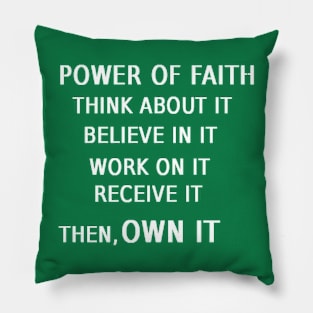 Power of Faith Illustration on Green Background Pillow
