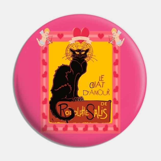 Le Chat Noir D'Amour Heart And Cherub Border Pin by taiche