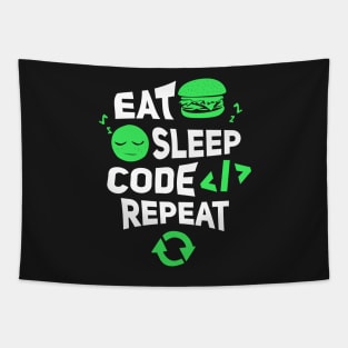 Eat sleep code repeat programming clothes Tapestry