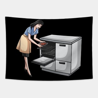 Bacon - Woman Cooking Bacon Tapestry