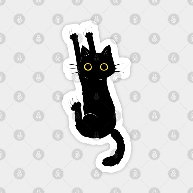 Black Cat Holding On Magnet by themadesigns