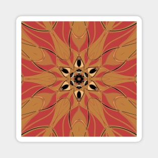 Cartoon Mandala Flower Orange and Pink Magnet