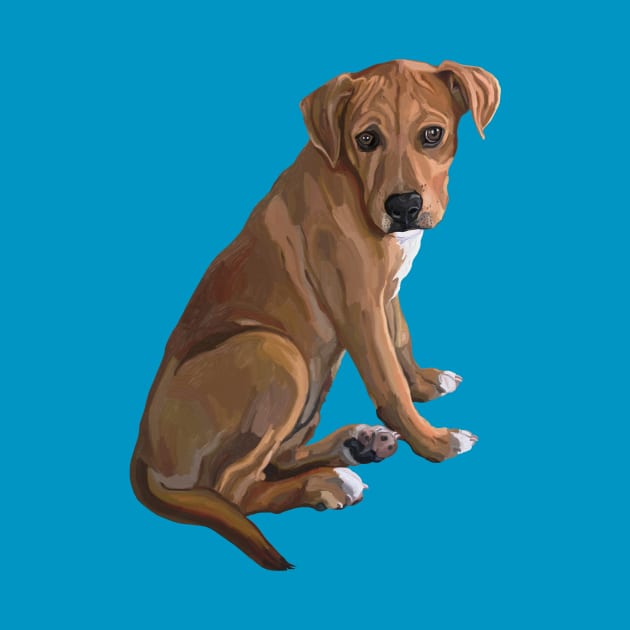 Sweet Brown Pitbull Mix Dog by Art by Deborah Camp