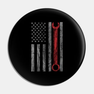 Distressed Mechanic Usa Flag Pin