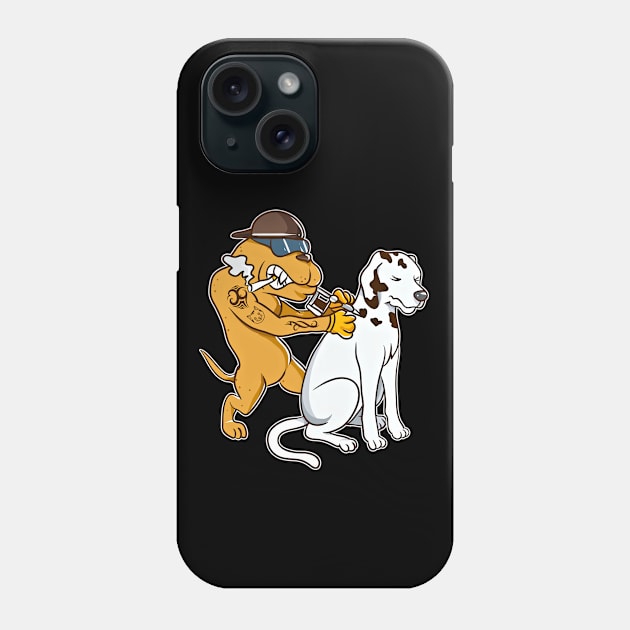 Cool Tattoo Dog Giving a Dalmatian His Spots Funny Tattoo Design Phone Case by SoCoolDesigns