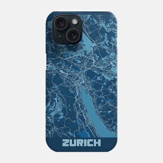 Zurich - Switzerland Peace City Map Phone Case by tienstencil