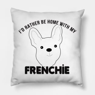 FRENCHIE French Bulldog Pattern in Blue Fun Frenchies Paw Prints and Bone Print Pillow