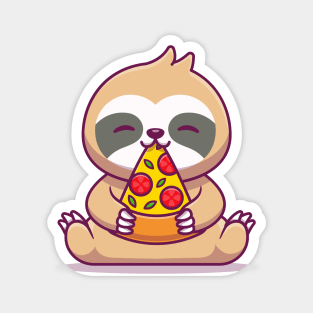 Cute Sloth Eating Pizza Magnet