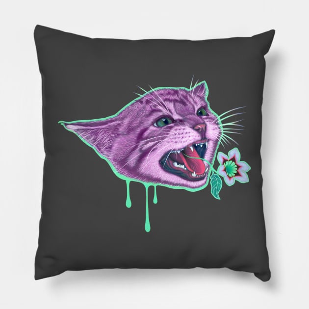 Here Kitty Kitty in Purple Pillow by Caia Koopman