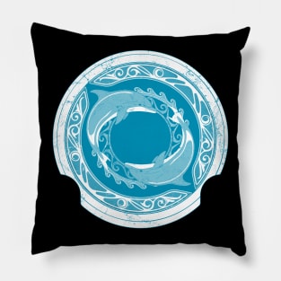 Dolphins on Atlantean Shield Pillow