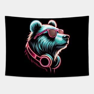 Bear With Sunglasses And Headphones Tapestry