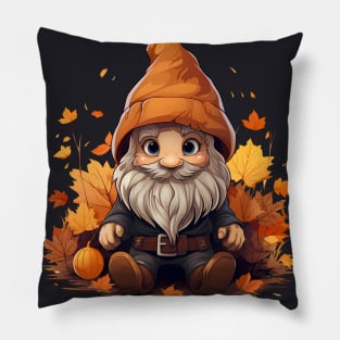 Cute Fall Gnome Graphic Tee Pumpkin Autumn Leaves Pillow