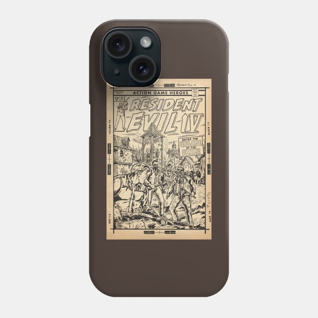 Resident Evil 4 fan art comic cover line art Phone Case by MarkScicluna