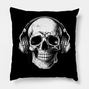 Skeleton listening to music Pillow